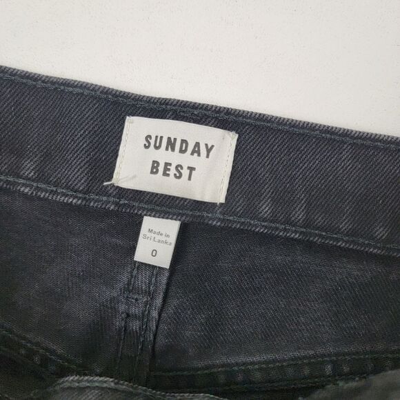 Sunday Best Aritzia High Rise Wide Leg Black Denim Jeans Womens Size 0 - Picture 10 of 16